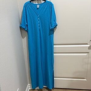 NWOT Chico's Blue short sleeve V-neck, pullover, Maxi Dress SIZE 2